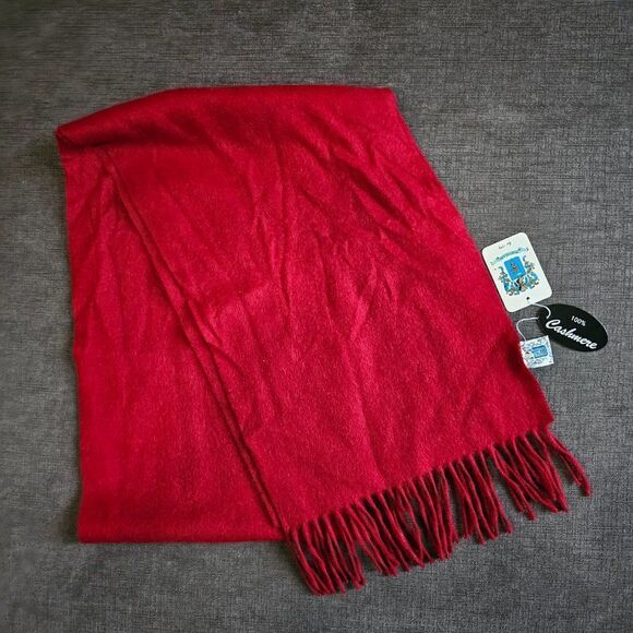 Portolano Women's Cashmere Solid Red Winter Neck Warmer Wrap Scarf Size OS NWT - Picture 6 of 11
